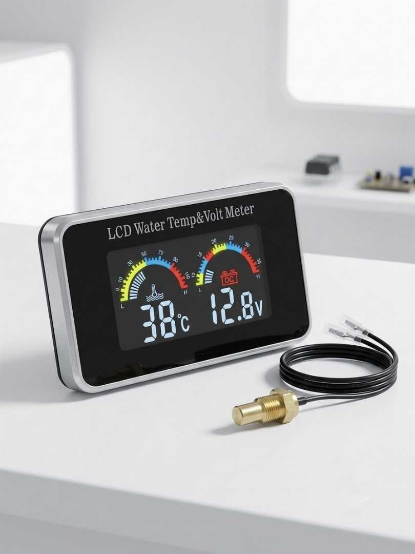 Universal,Digital,LCD,Water,Temp,&,Voltmeter,Gauge