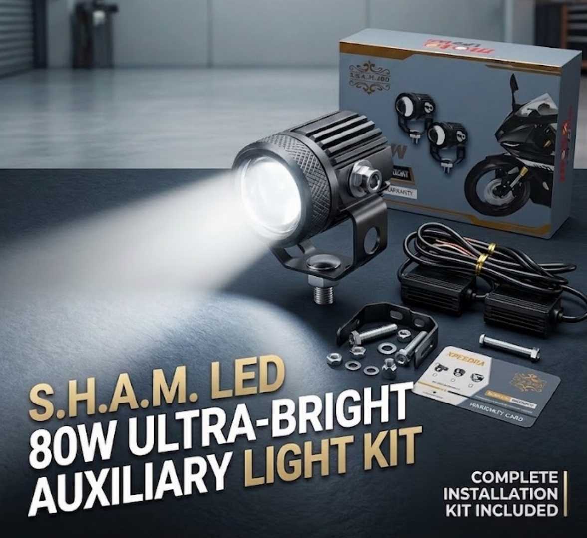 S.H.A.M.,LED,80W,Super,Bright,Bike,Fog,Light,Pair,(Yellow,&,White,Dual,Light,with,12,Month,Warranty)