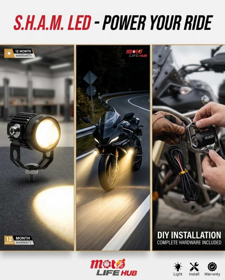 S.H.A.M.,LED,80W,Super,Bright,Bike,Fog,Light,Pair,(Yellow,&,White,Dual,Light,with,12,Month,Warranty)