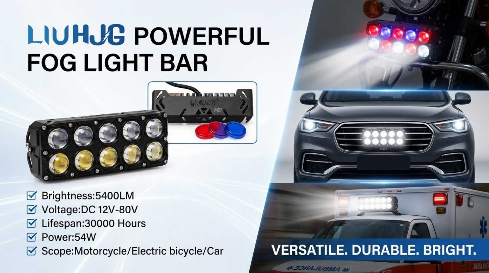 LIUHJG,Powerful,Dual,Color,LED,Fog,Light,Bar,(54W,,5400LM),-,Model:,J-JC34