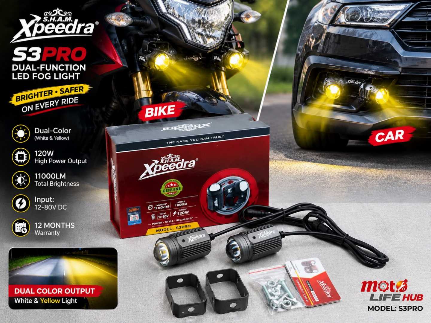 Xpeedra,S3PRO,Dual-Function,LED,Fog,Light